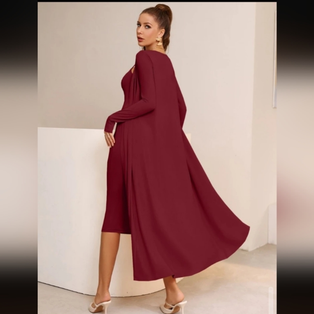 Modely Open Front Coat & Dress Without Belt